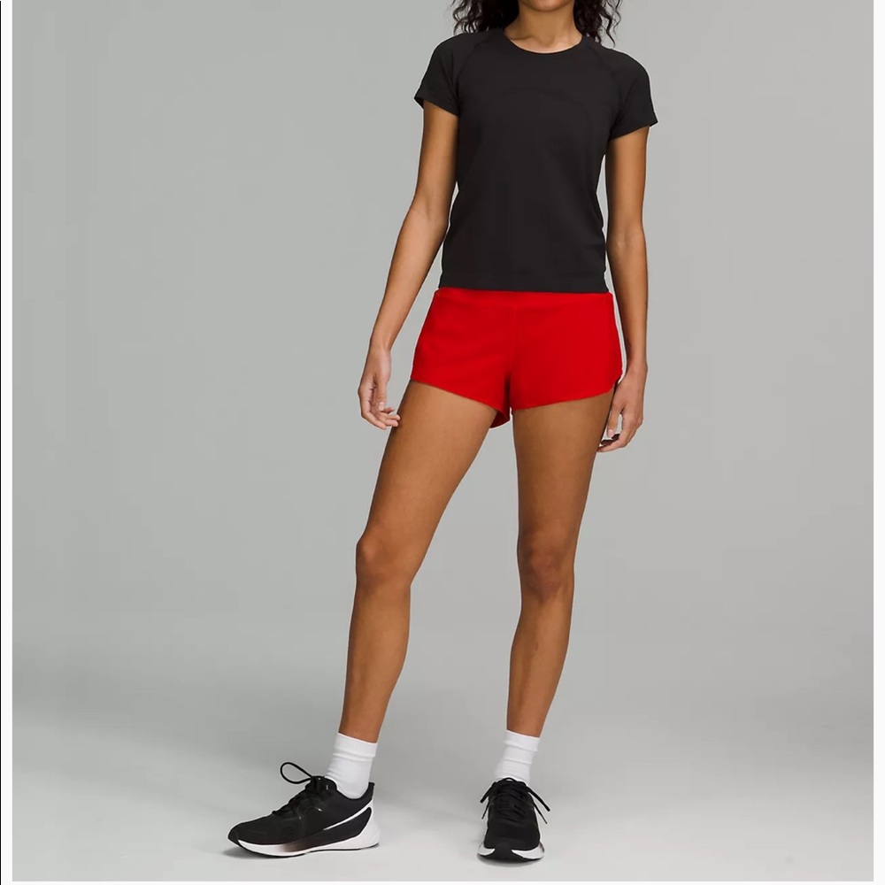 Lululemon Speed Up High Rise Shorts dark red, 2.5” inseam, size 6.